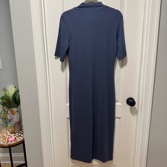 Marine Layer Lexi Mock Neck Rib Midi‎ Dress NWT size Large Vintage Indigo Blue - Picture 15 of 16